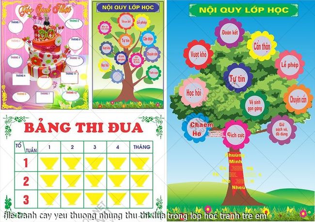file tranh cay yeu thuong nhung thu thi dua trong lop hoc tranh tre em
